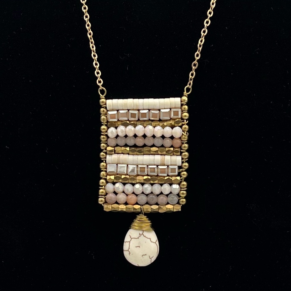 NWT - Modern Boho Necklace – Mixed Metals & Teardrop Accent - Picture 2 of 2